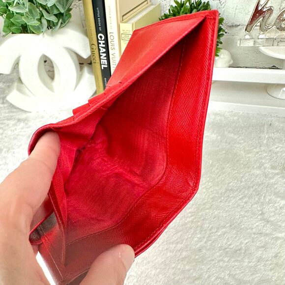 Prada red leather compact wallet NICE Vintage! - Picture 7 of 12